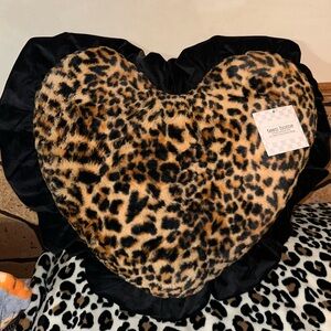 Large Faux Fur Leopard Print Heart Shaped Pillow